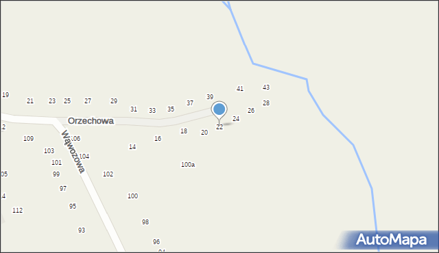 Modlniczka, Orzechowa, 22, mapa Modlniczka