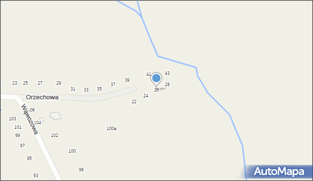 Modlniczka, Orzechowa, 26, mapa Modlniczka