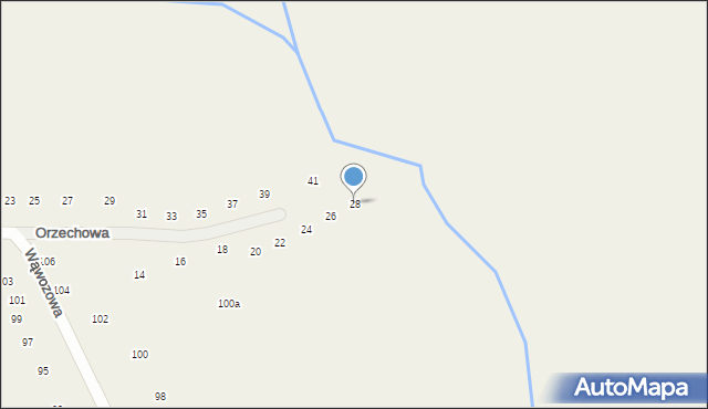 Modlniczka, Orzechowa, 28, mapa Modlniczka