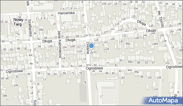 Nowy Targ, Orkana Władysława, 13, mapa Nowego Targu