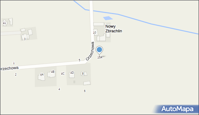 Nowy Zbrachlin, Orzechowa, 10A, mapa Nowy Zbrachlin