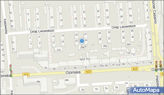 Opole, Orląt Lwowskich, 20a, mapa Opola