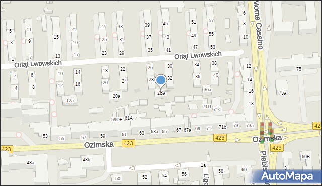 Opole, Orląt Lwowskich, 28a, mapa Opola