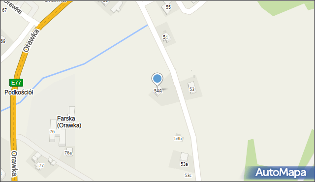 Orawka, Orawka, 54A, mapa Orawka