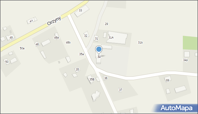 Orzyny, Orzyny, 34, mapa Orzyny