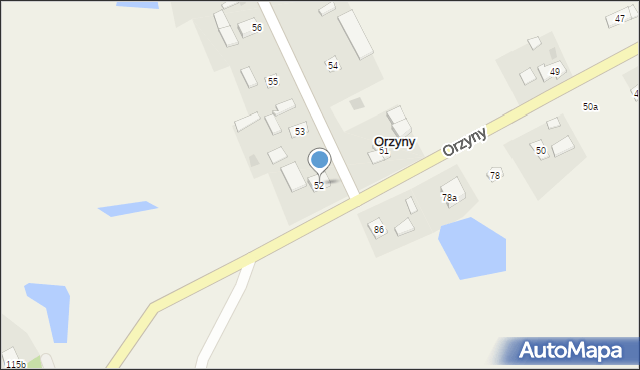 Orzyny, Orzyny, 52, mapa Orzyny