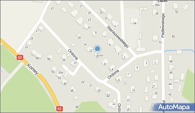 Ostrołęka, Ordona Juliusza Konstantego, 10, mapa Ostrołęka