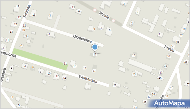 Ostrów Mazowiecka, Orzechowa, 12, mapa Ostrów Mazowiecka