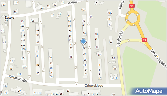 Oświęcim, Orłowskiego Aleksandra, 32, mapa Oświęcimia