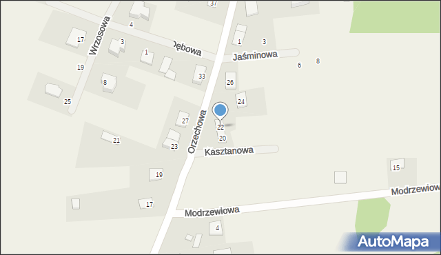 Pawłówek, Orzechowa, 22, mapa Pawłówek