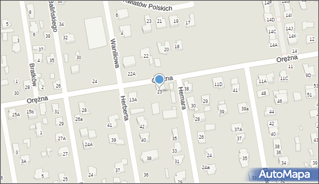 Piaseczno, Orężna, 13, mapa Piaseczno
