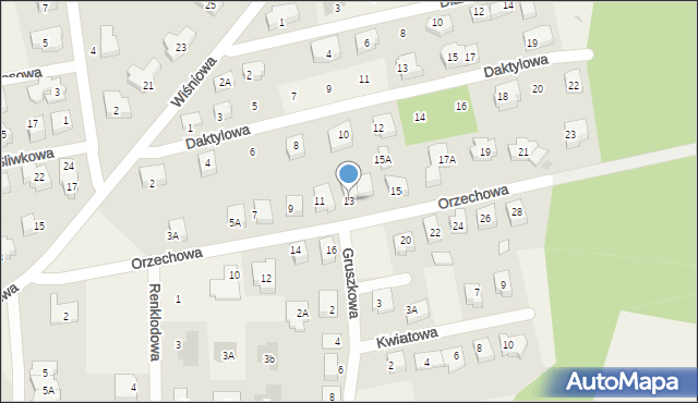 Pierwoszyno, Orzechowa, 13, mapa Pierwoszyno