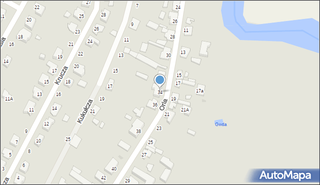 Piła, Orla, 34, mapa Piły