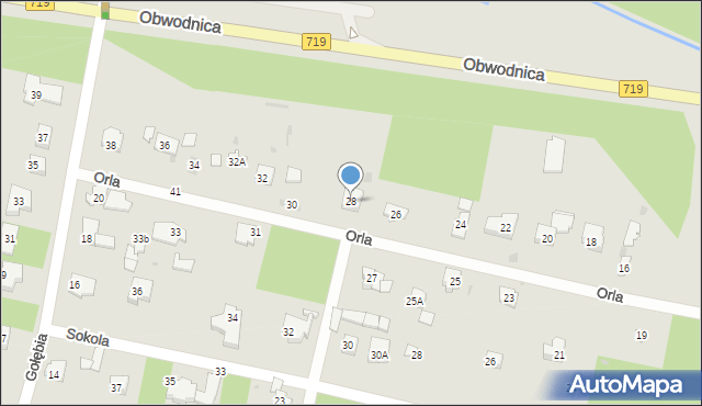 Podkowa Leśna, Orla, 28, mapa Podkowa Leśna