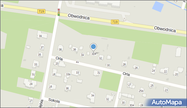 Podkowa Leśna, Orla, 32A, mapa Podkowa Leśna
