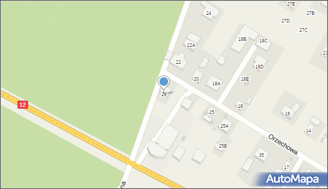 Poniatów, Orzechowa, 29, mapa Poniatów