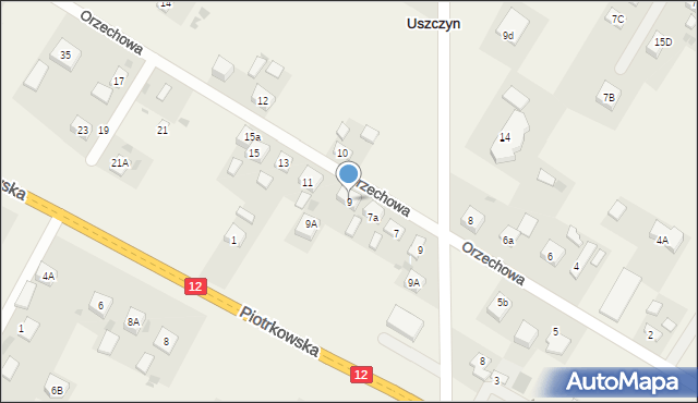 Poniatów, Orzechowa, 9, mapa Poniatów