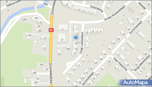 Pruszcz Gdański, Orląt Lwowskich, 14, mapa Pruszcz Gdański