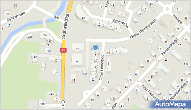 Pruszcz Gdański, Orląt Lwowskich, 6, mapa Pruszcz Gdański