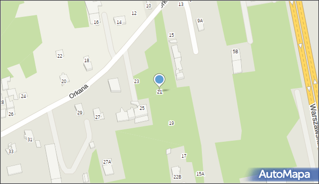 Radom, Orkana Władysława, 21, mapa Radomia