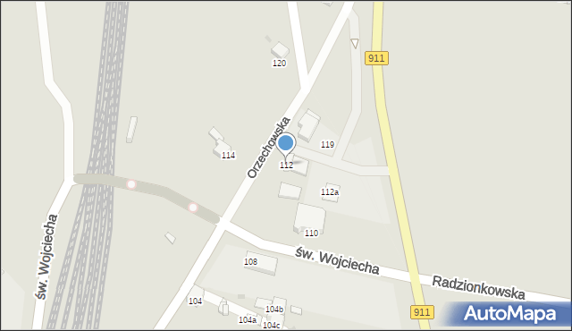 Radzionków, Orzechowska, 112, mapa Radzionków