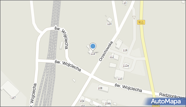 Radzionków, Orzechowska, 114, mapa Radzionków