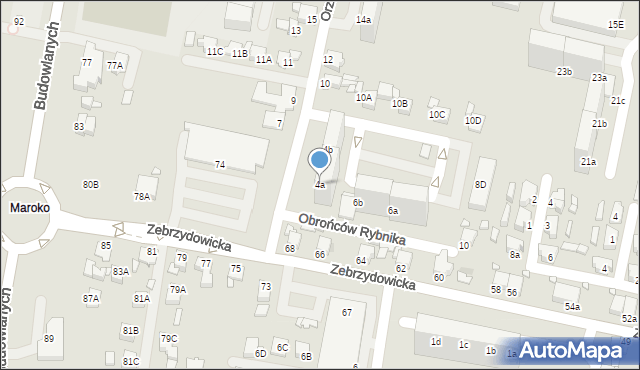 Rybnik, Orzepowicka, 4a, mapa Rybnika