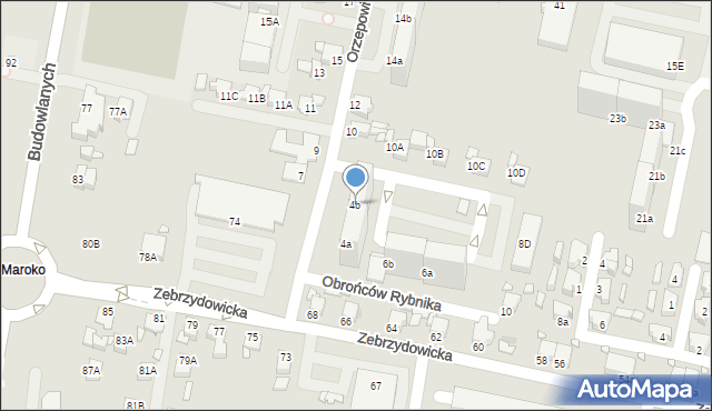 Rybnik, Orzepowicka, 4b, mapa Rybnika