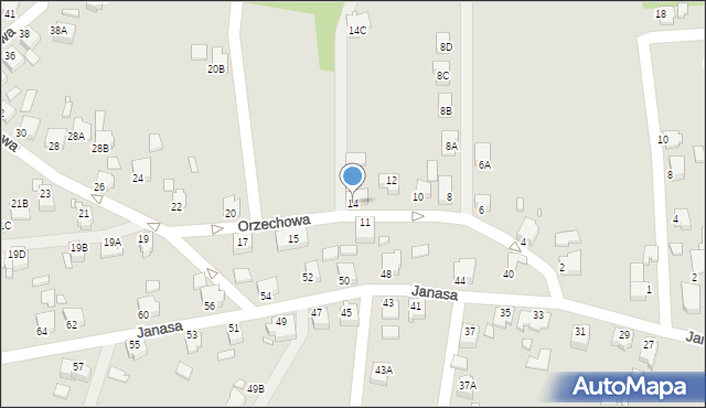 Rybnik, Orzechowa, 14, mapa Rybnika