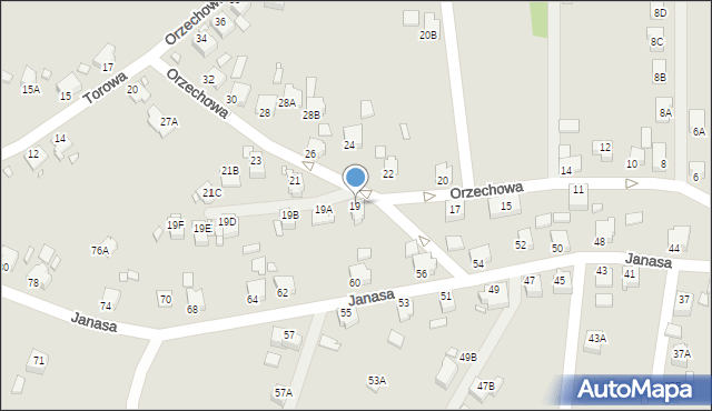 Rybnik, Orzechowa, 19, mapa Rybnika