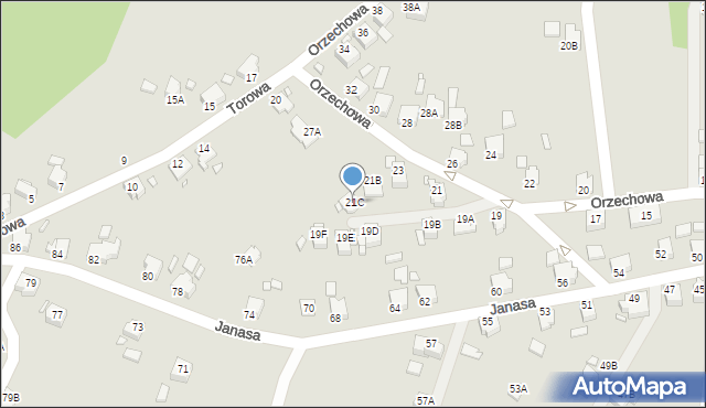 Rybnik, Orzechowa, 21C, mapa Rybnika