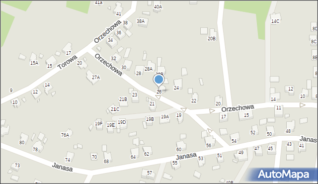 Rybnik, Orzechowa, 26, mapa Rybnika