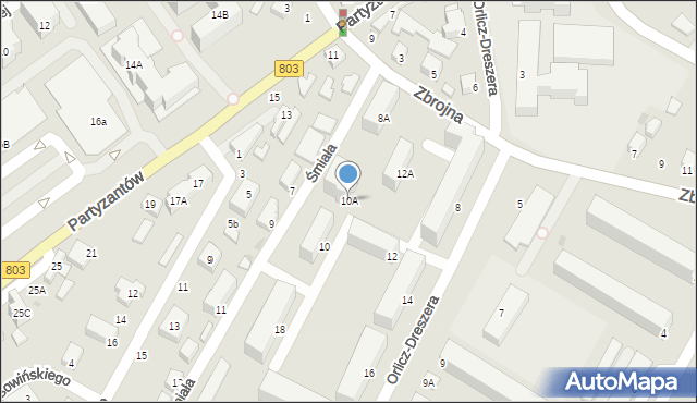 Siedlce, Orlicz-Dreszera Gustawa, gen., 10A, mapa Siedlce