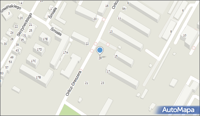 Siedlce, Orlicz-Dreszera Gustawa, gen., 19, mapa Siedlce