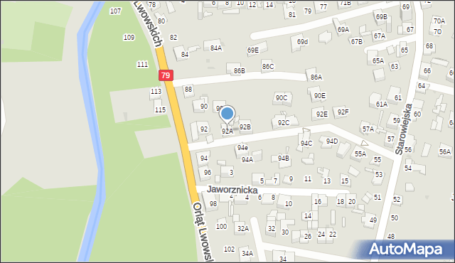 Sosnowiec, Orląt Lwowskich, 92A, mapa Sosnowca