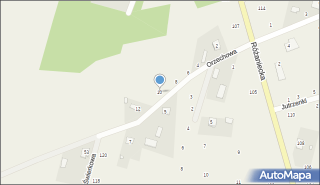 Suszno, Orzechowa, 10, mapa Suszno