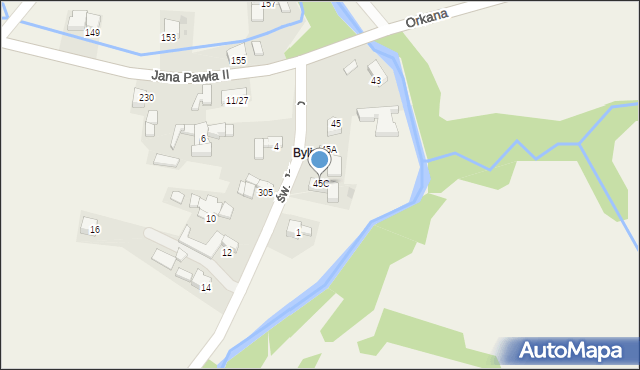 Szaflary, Orkana Władysława, 45C, mapa Szaflary