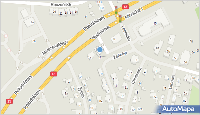 Szczecin, Oraczy, 4, mapa Szczecina