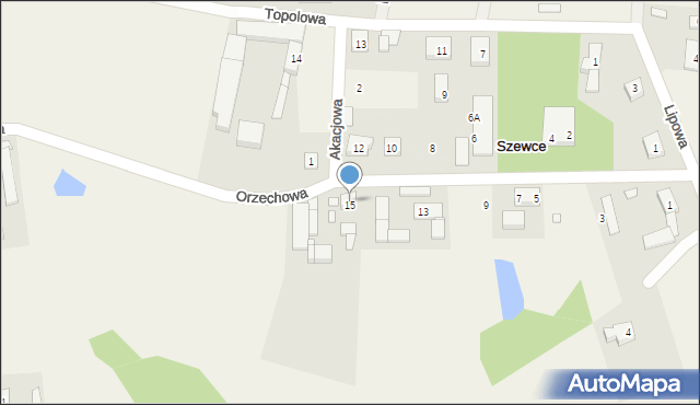 Szewce, Orzechowa, 15, mapa Szewce