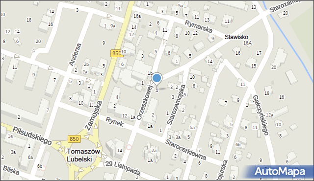 Tomaszów Lubelski, Orzeszkowej Elizy, 4, mapa Tomaszów Lubelski