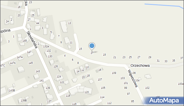 Tomaszowice, Orzechowa, 17, mapa Tomaszowice