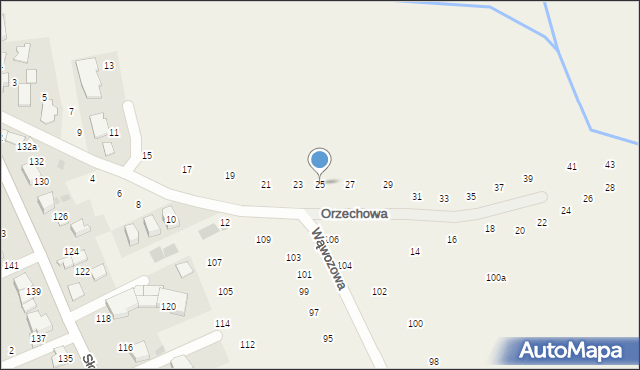 Tomaszowice, Orzechowa, 25, mapa Tomaszowice