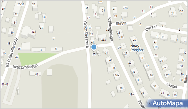 Toruń, Orlicz-Dreszera Gustawa, gen., 25, mapa Torunia