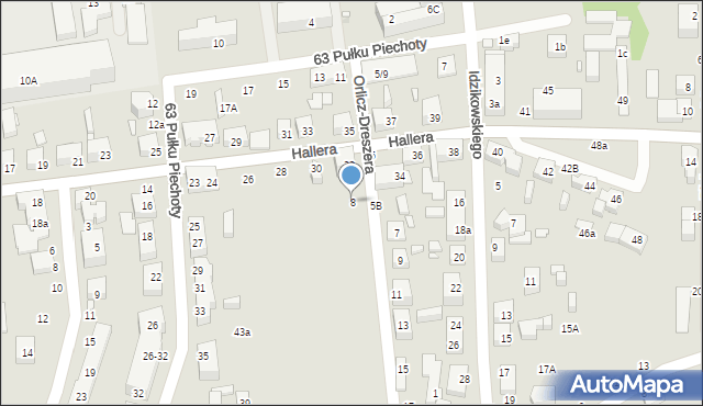 Toruń, Orlicz-Dreszera Gustawa, gen., 8, mapa Torunia