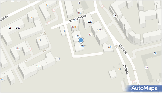 Warszawa, Ordona Juliana Konstantego, 12B, mapa Warszawy