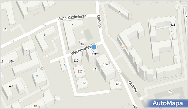 Warszawa, Ordona Juliana Konstantego, 12E, mapa Warszawy