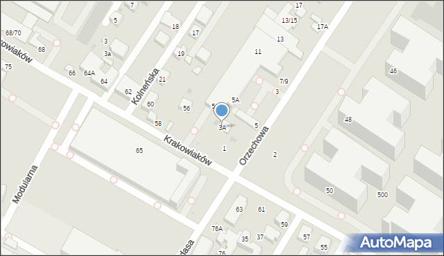 Warszawa, Orzechowa, 3A, mapa Warszawy