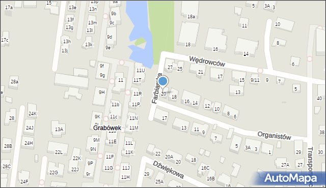 Warszawa, Organistów, 20, mapa Warszawy