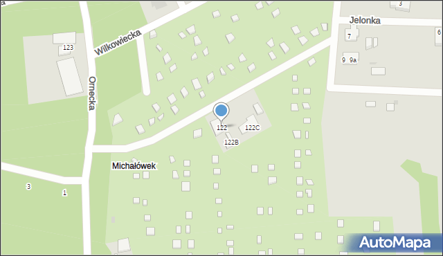 Warszawa, Ornecka, 122, mapa Warszawy