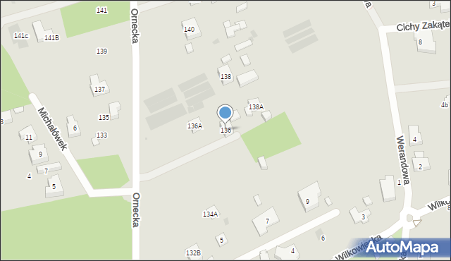 Warszawa, Ornecka, 136, mapa Warszawy